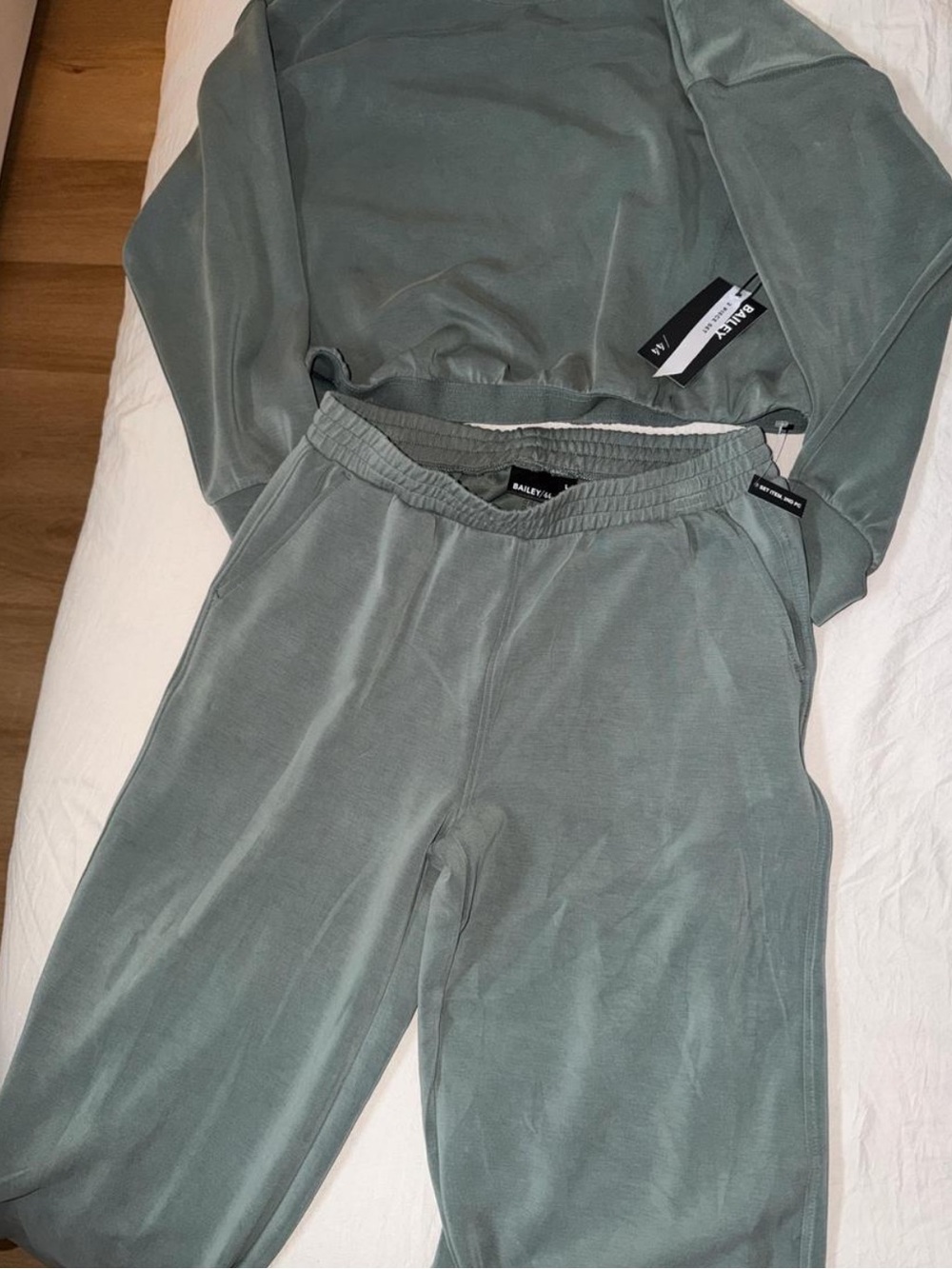NWT Bailey /44 Cropped Sweatshirt and Wide Leg Sweatpants Set L Lounge Cozy Soft